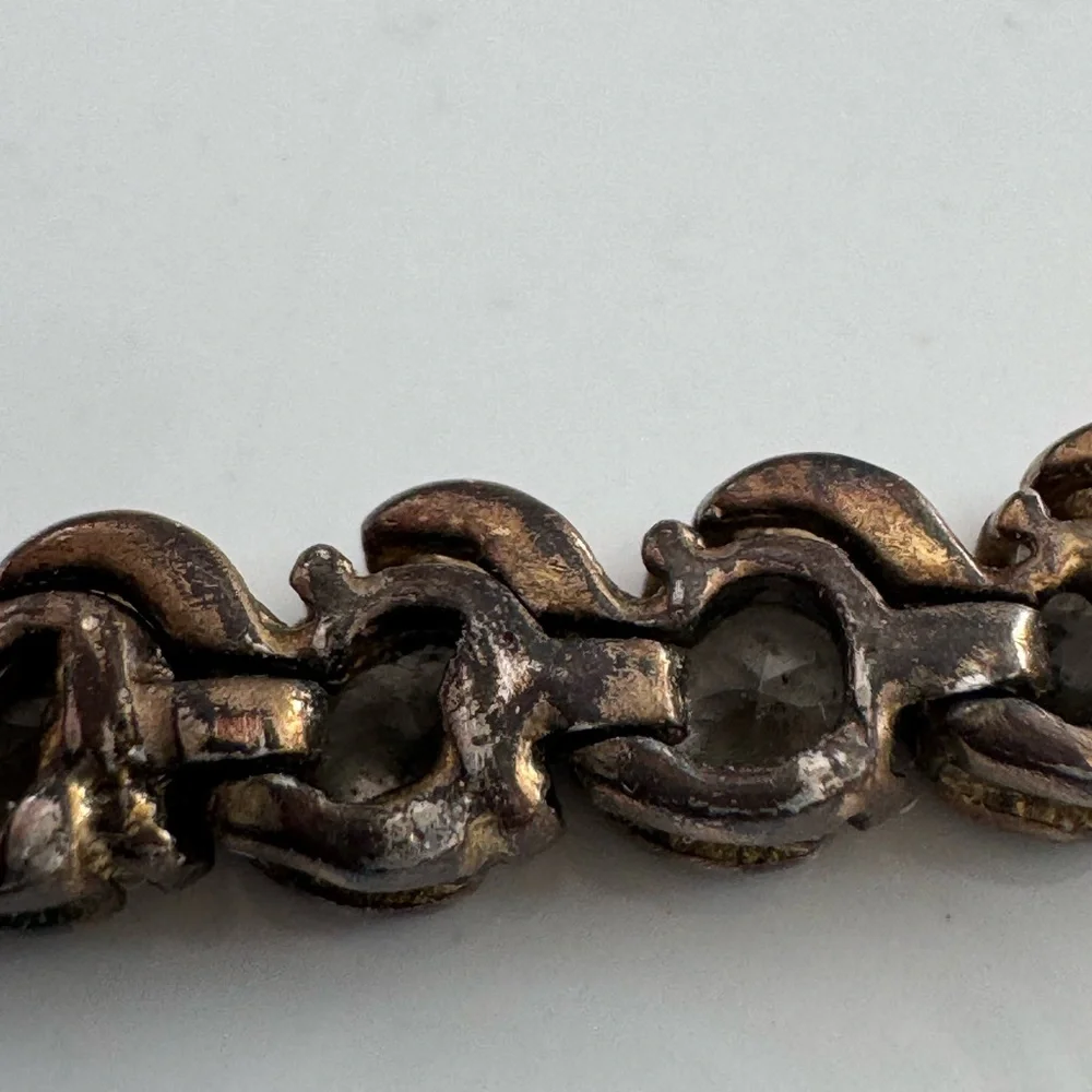 Vintage 925 Gold Plated CZ Wave Tennis Bracelet 7.25 7 1/4 Inches Cubic Zirconia - Picture 5 of 13